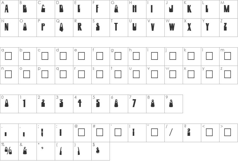 Limousine font character map preview