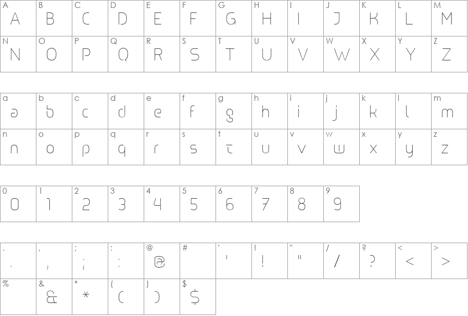 Line font character map preview