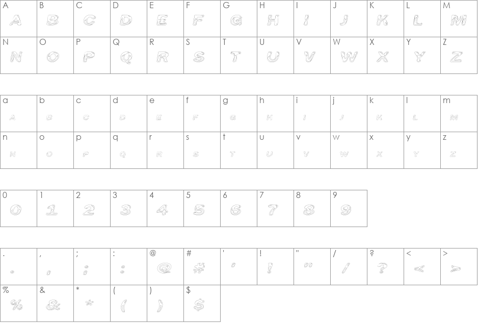 Line Etch font character map preview
