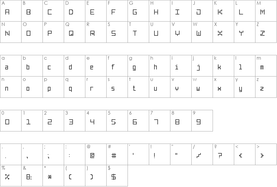 Line Pixel-7 font character map preview