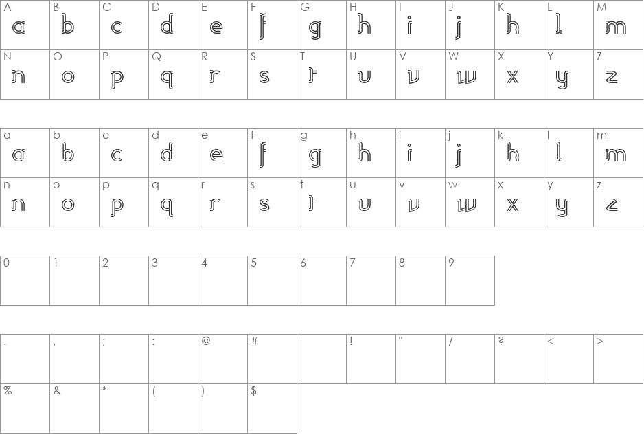 Linea font character map preview