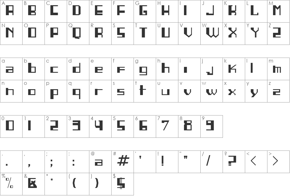 Linea font character map preview