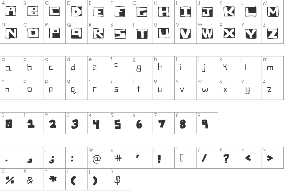 LineAfterLine font character map preview