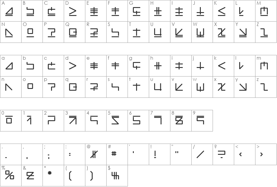 LinearKonstrukt font character map preview