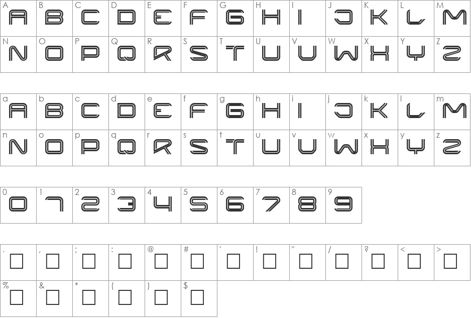 Liner font character map preview