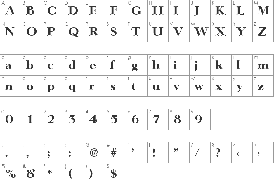 Lingwood-Serial-ExtraBold font character map preview