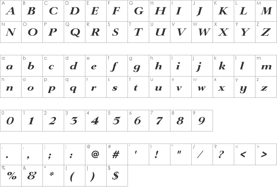 LingwoodEF font character map preview