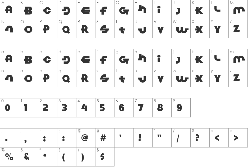 Link Parties font character map preview