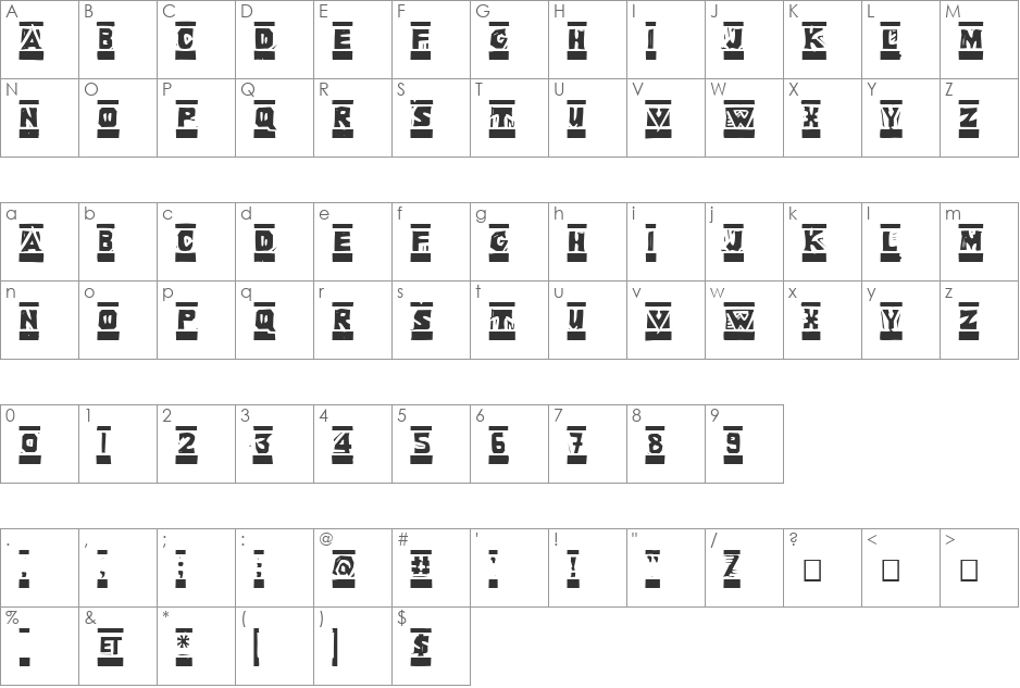 Linoleum font character map preview