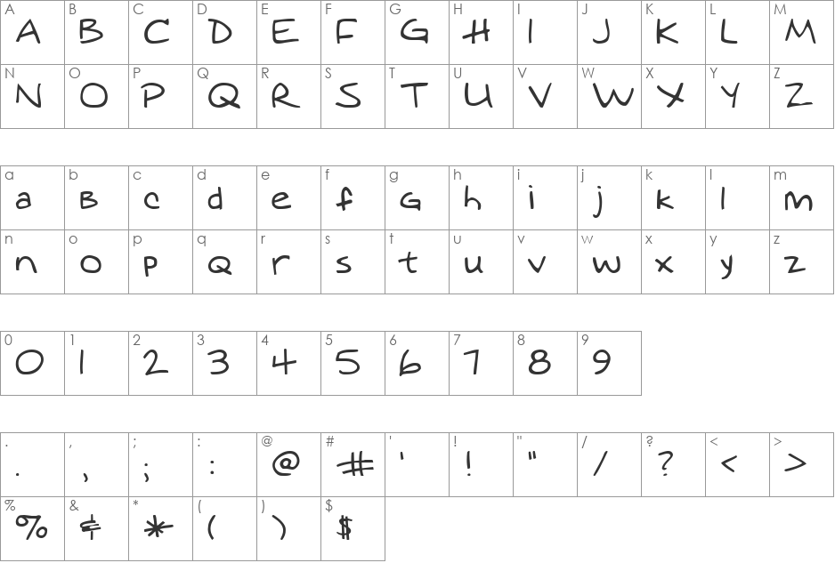 augie font character map preview