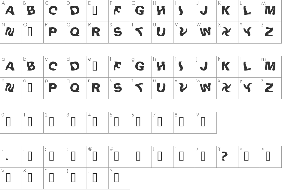 LinusPlaySW font character map preview