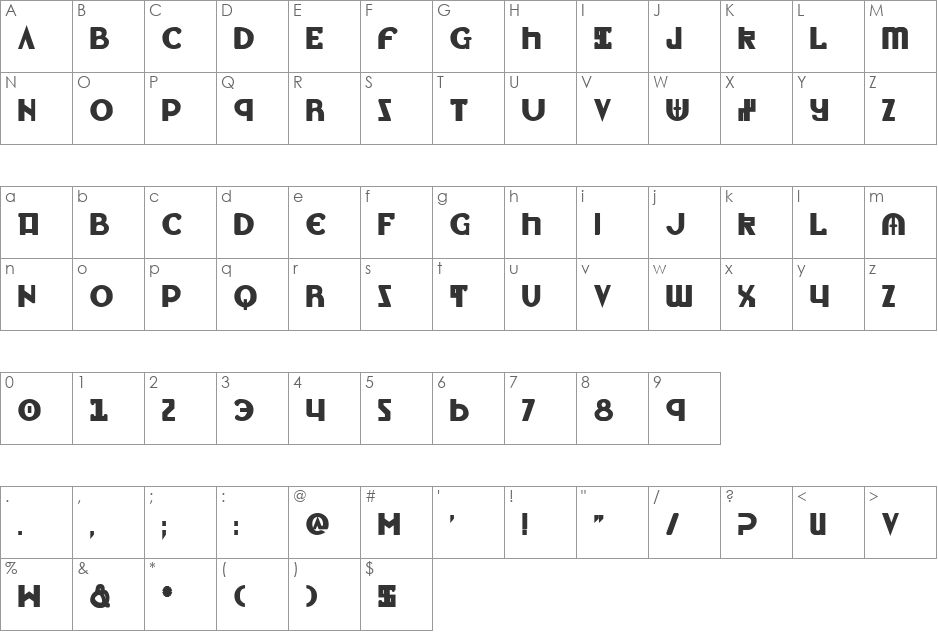 Lionheart Bold font character map preview