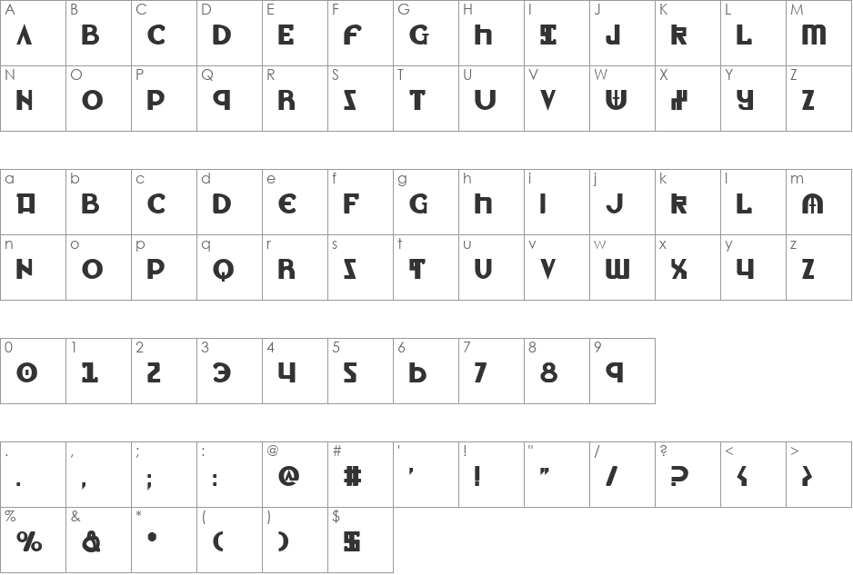 Lionheart Bold font character map preview