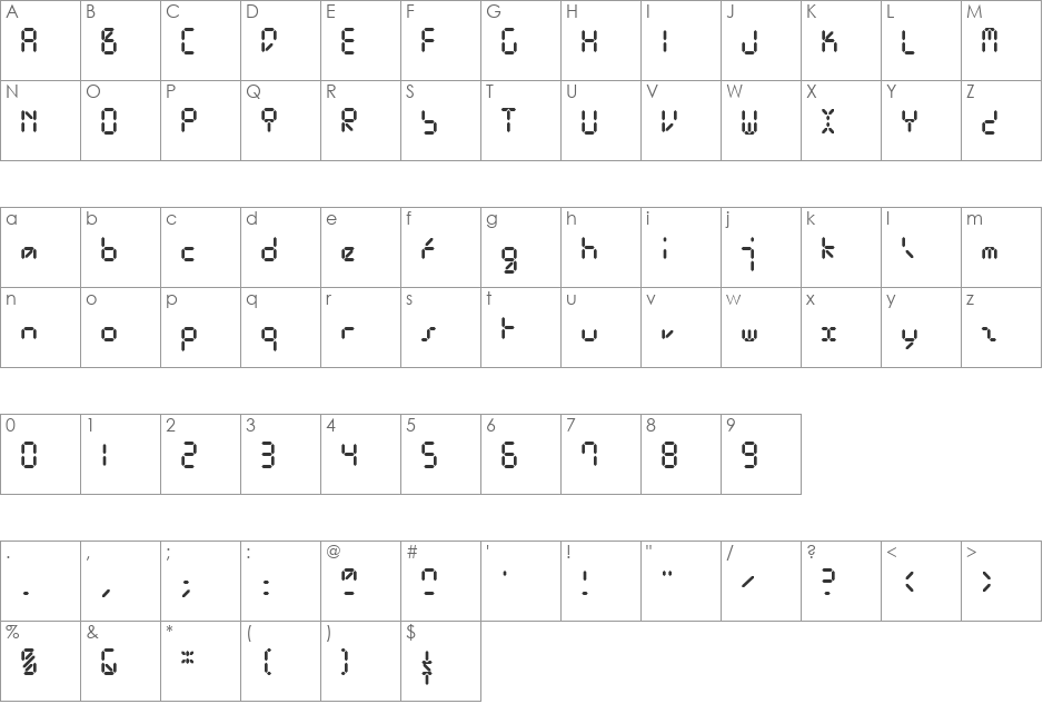 Liq Regular font character map preview