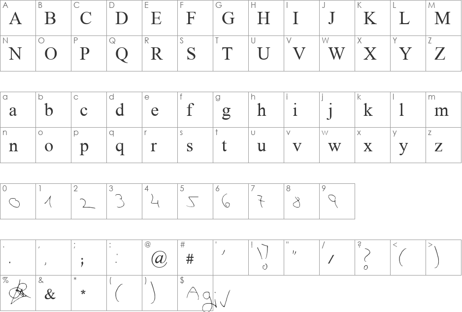 Liron Agiv font character map preview