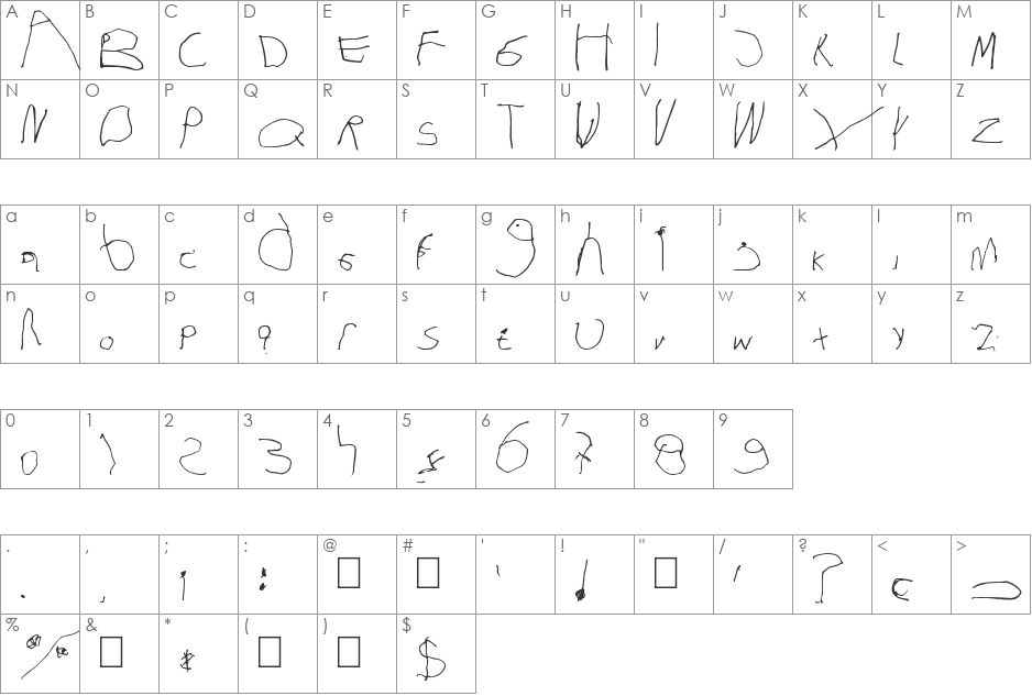 Lisa font character map preview