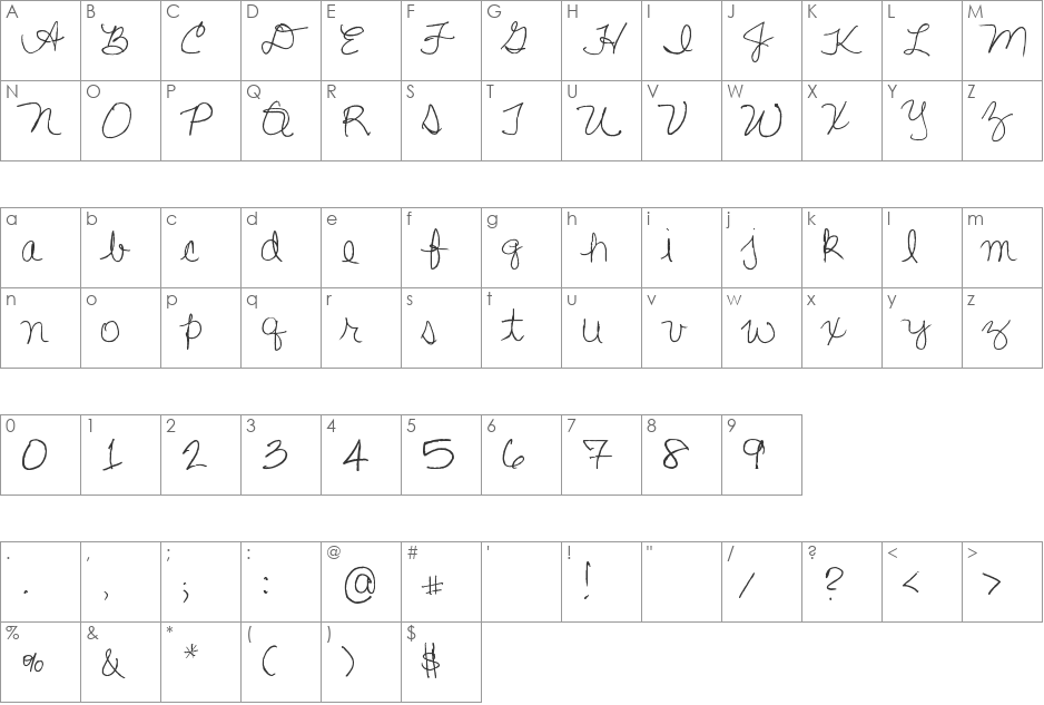 Lisa's First Class font character map preview