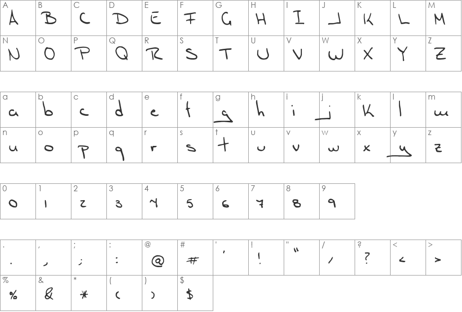 Augustin YOFF font character map preview