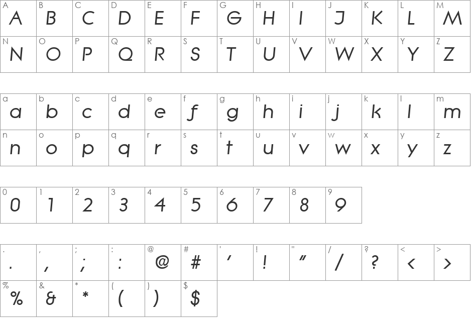 Litera-BoldIta font character map preview