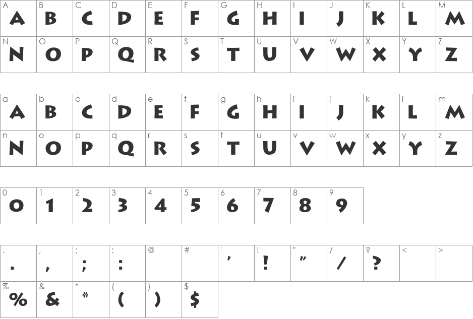 Lithograph font character map preview