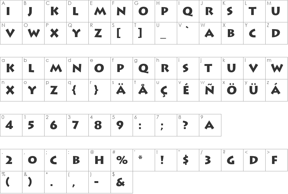 Lithos-Black font character map preview