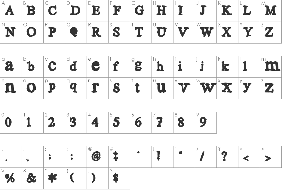 Aulden Times font character map preview