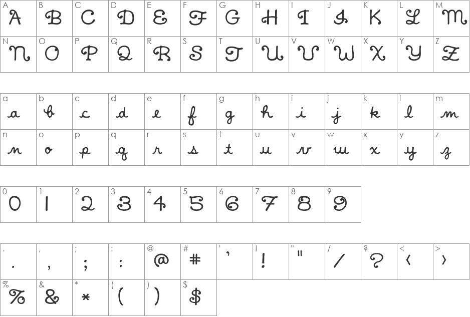 Little Golden font character map preview