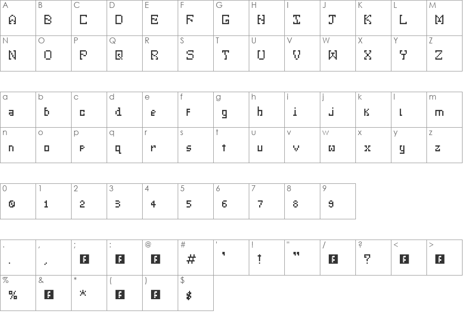 Little Monster font character map preview