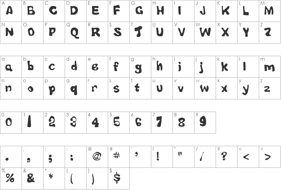 Little Tubby Jesus font character map preview