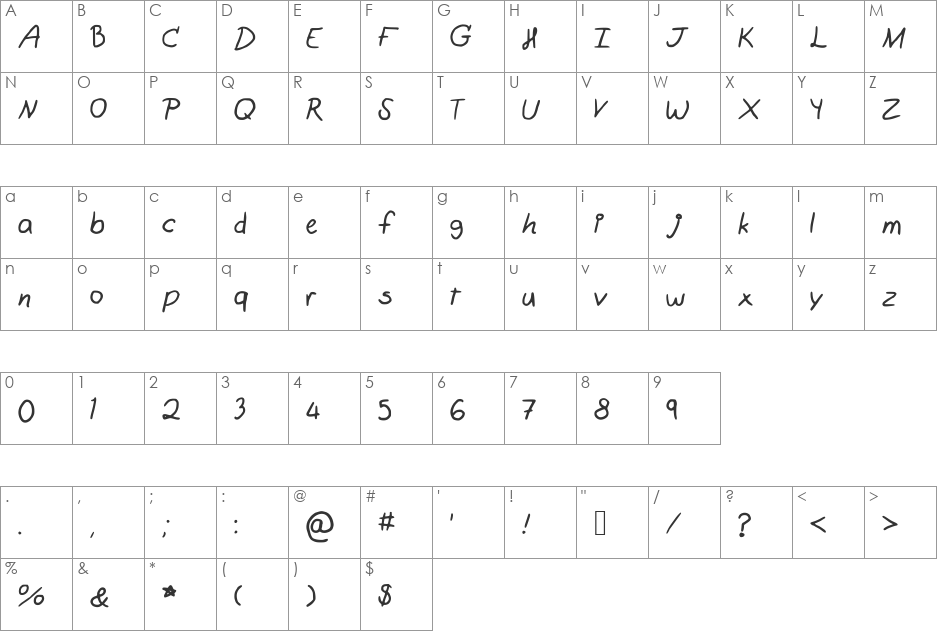 LittleBerry font character map preview