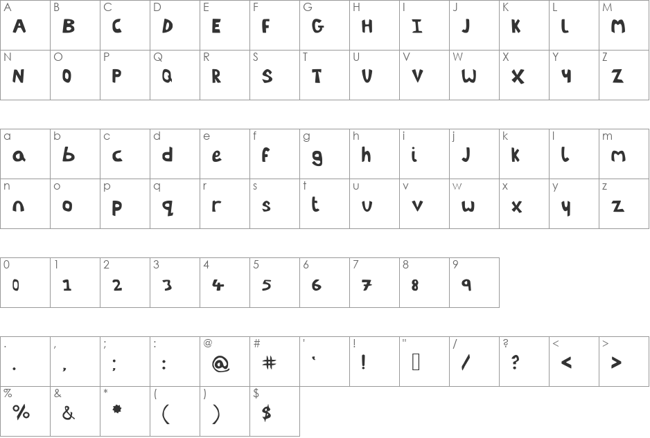 LittleEnvy font character map preview
