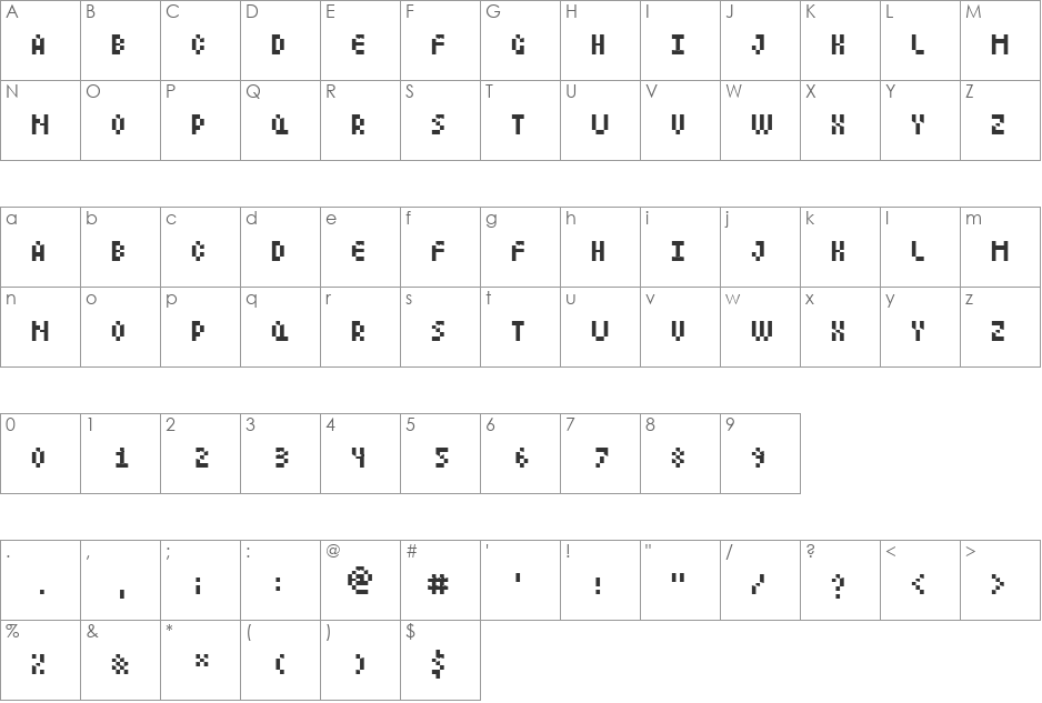 LittleLego font character map preview