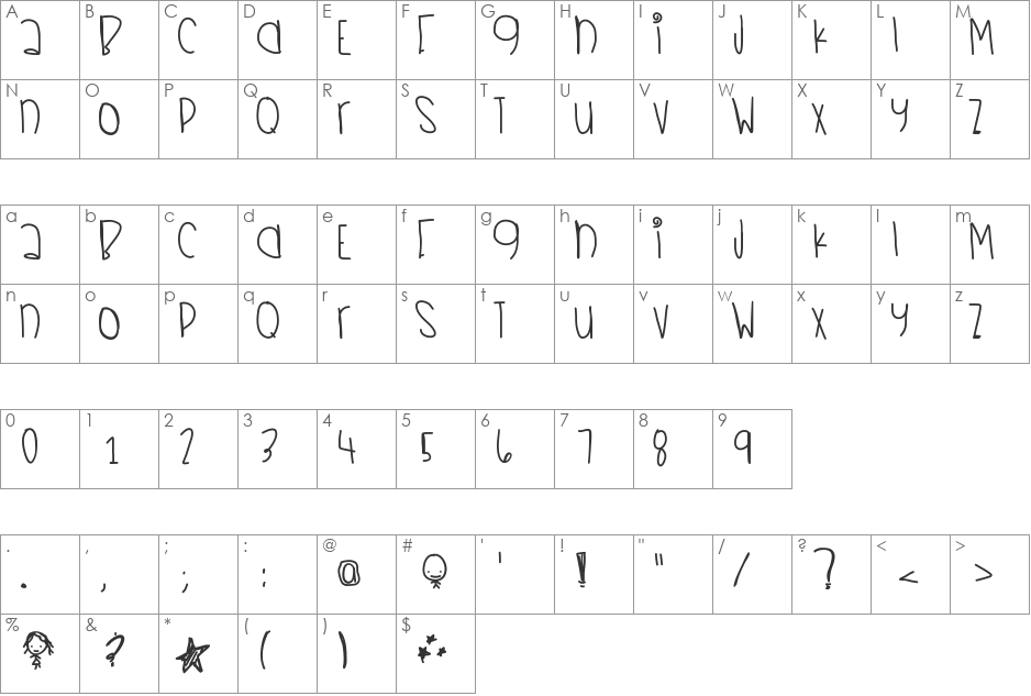 LittleMermaid font character map preview