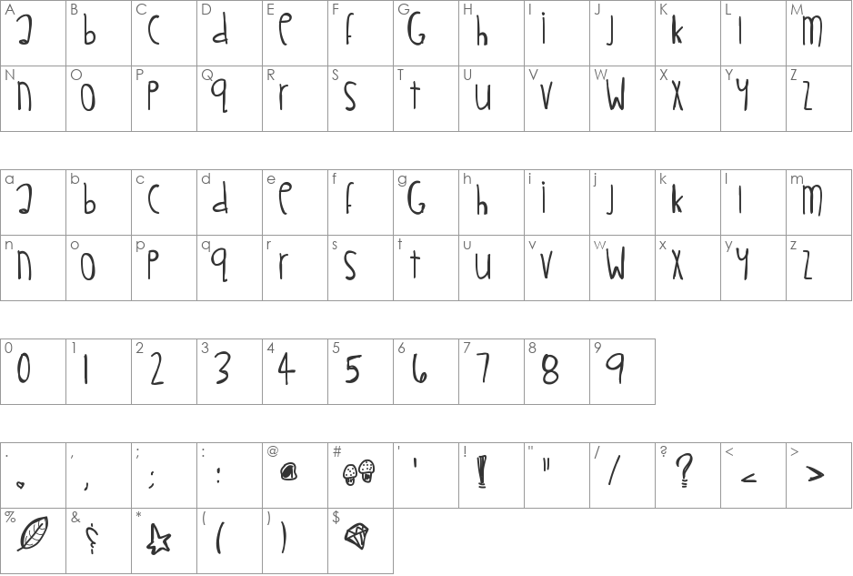 LittleMuffins font character map preview