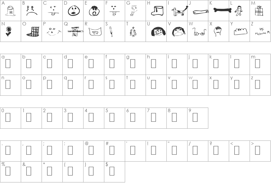 LittleSisterDingbats font character map preview