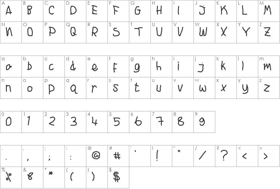 Littlesyabil font character map preview