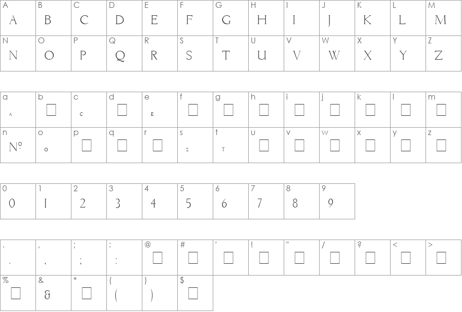 Livia font character map preview
