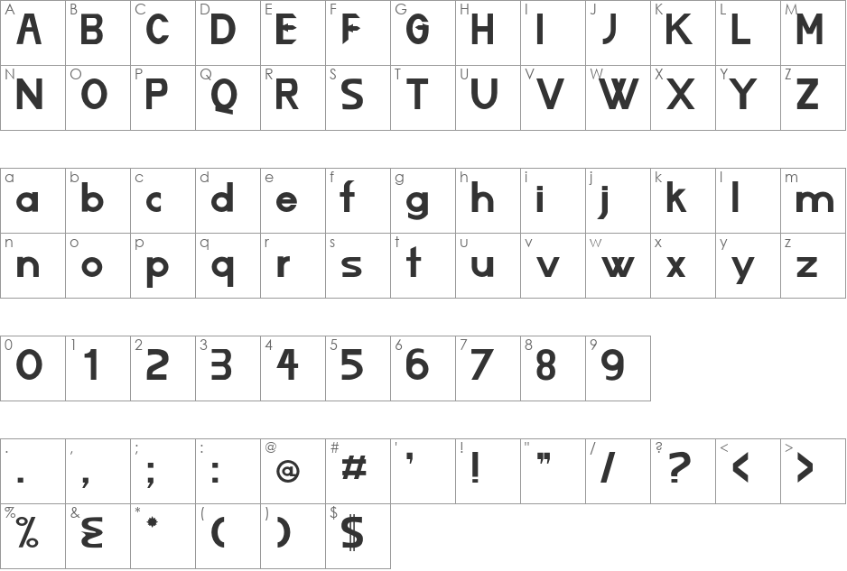 Lizard font character map preview