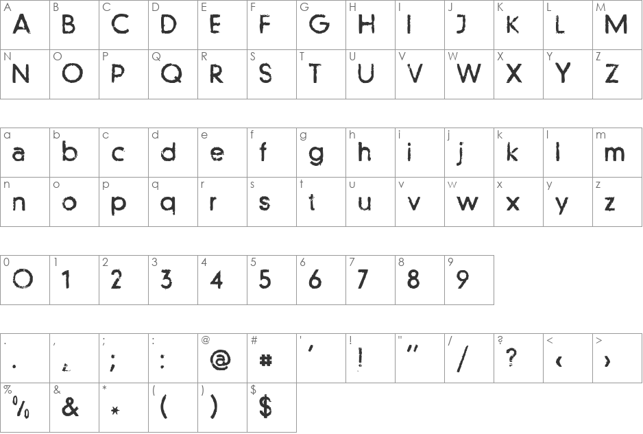 LLFutur font character map preview