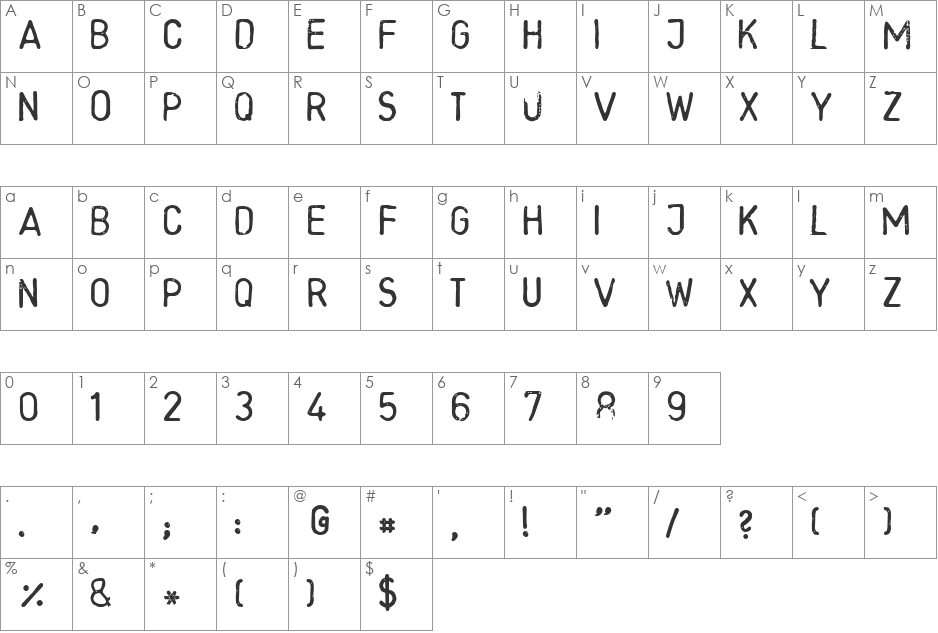 LLRounded font character map preview