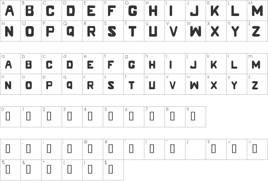 LM Caps font character map preview