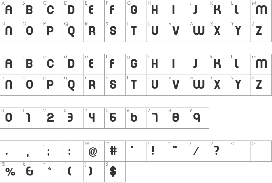 LMN 2011 font character map preview