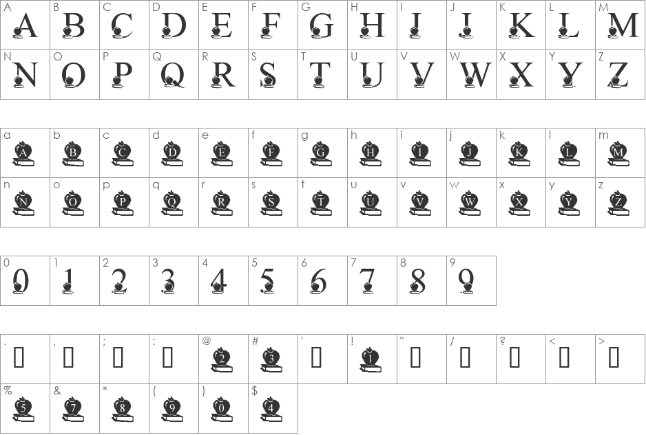 LMS Back To School font character map preview