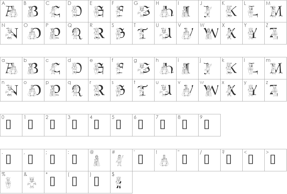 LMS Be My Neighbor font character map preview
