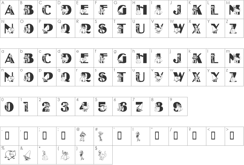 LMS Beyond Infinity font character map preview