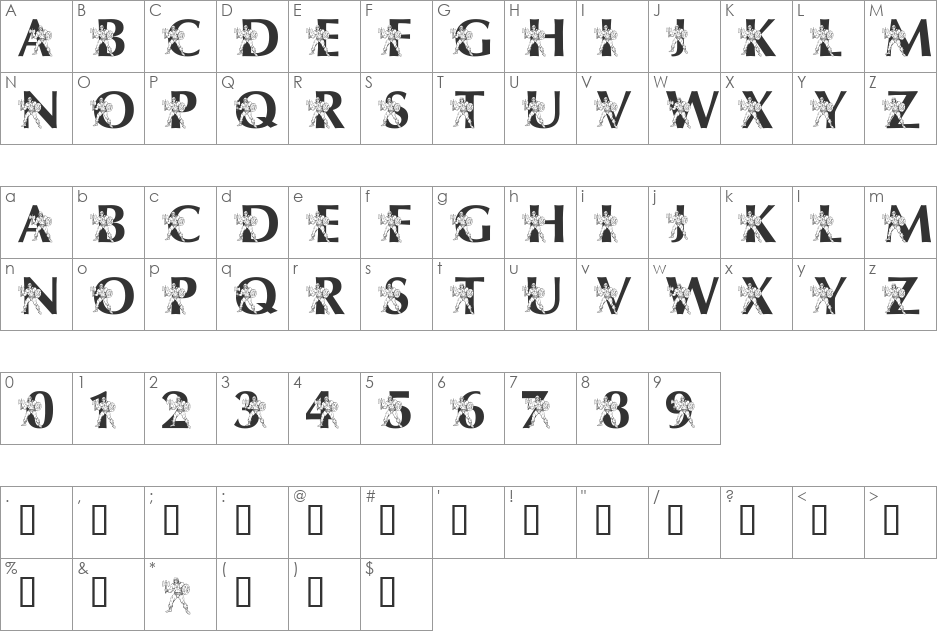 LMS By The Power of Grayskull font character map preview