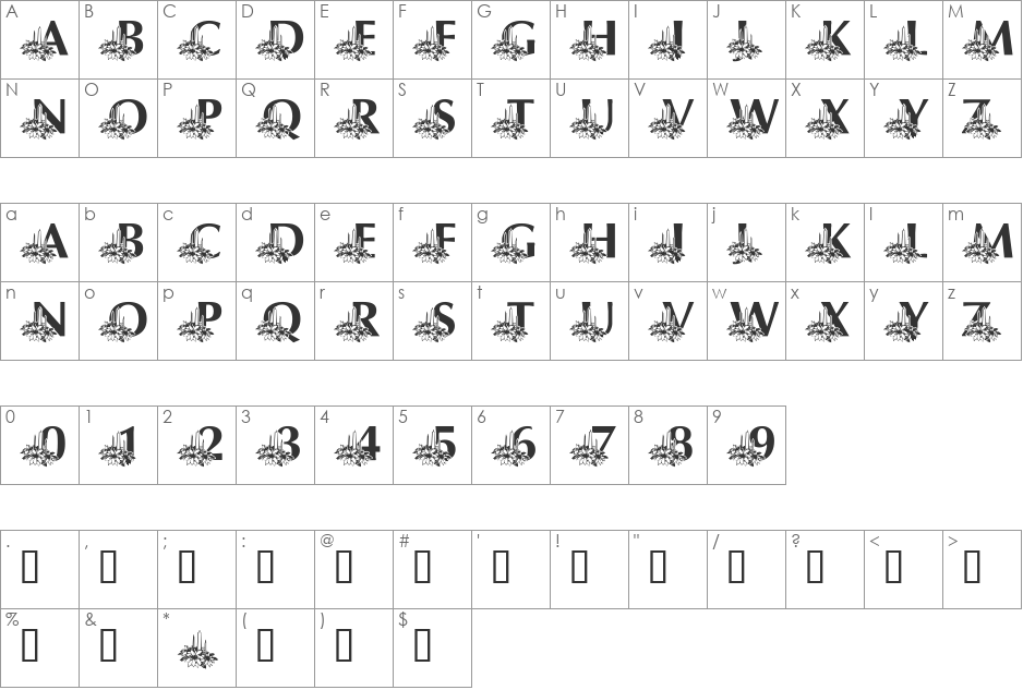 LMS Candle Lit Christmas Eve font character map preview