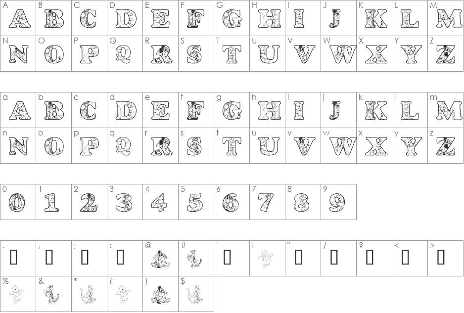 LMS Christophers Friends font character map preview