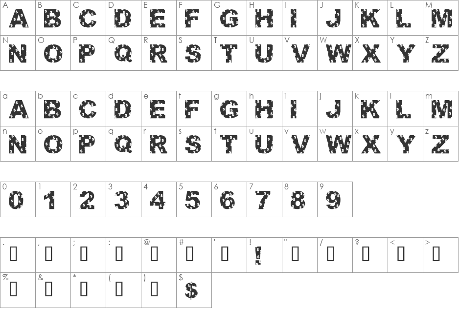 LMS Collections Specialist font character map preview