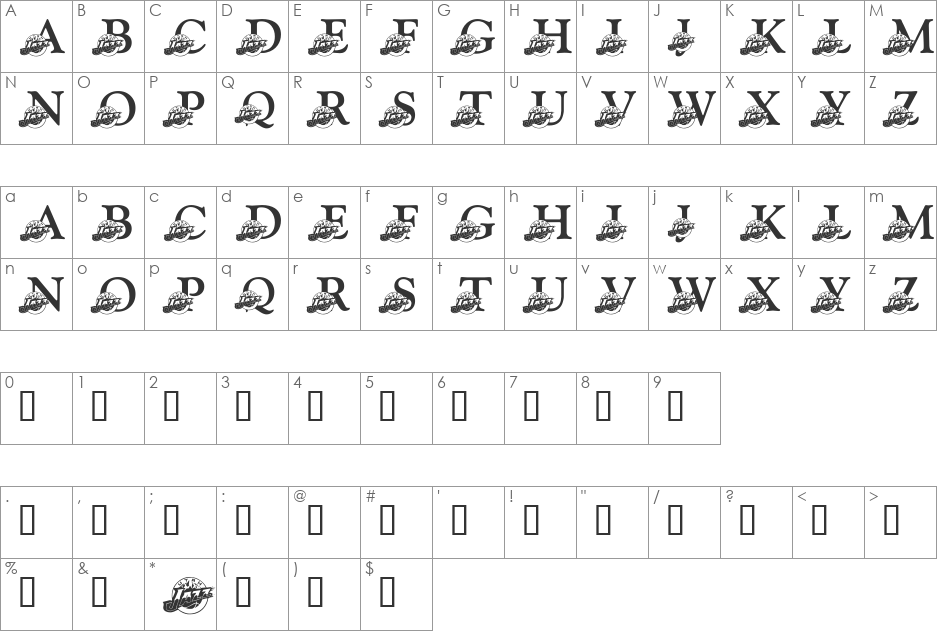 LMS Jazz Fan font character map preview